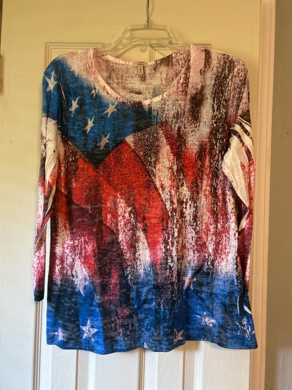 BOGO 1/2off🎒35%off3🛴 Reba red blue white patriotic embellished bead top